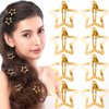 HINZIC 8PCS 1inch Gold Star Hair Clips 30mm Metal Snap Barrettes Non Slip Cute Wedding Festival Halloween Christmas Hair Accessories for Women