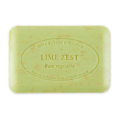 Pre de Provence Artisanal Soap Bar, Enriched with Organic Shea Butter, Natural French Skincare, Quad Milled for Rich Smooth Lather, Lime Zest, 8.8 Ounce