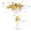 Bridal Hair Combs, Wedding Hair Comb Set Crystal Flower Hair Clips Bride Bridesmaid Hair Sides Comb Rhinestone Barrettes, Pearl Flower Hair Pins Hair Accessories for Women Girls (Yellow)