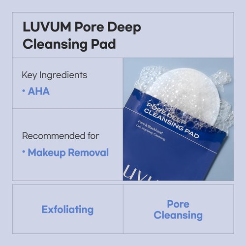 LUVUM Pore Deep Cleansing Pads - Individual Packaged Makeup Remover Pads - Double-Sided for Thorough Cleansing - Convenient for Travel, 10 pads