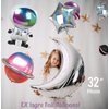 Galaxy Space Balloon Garland Kit 140pcs purple blue black Outer Space Astronaut Moon & Star Diy 4D planet Balloons for girl two the moon birthday decorations Kids Party Supplies