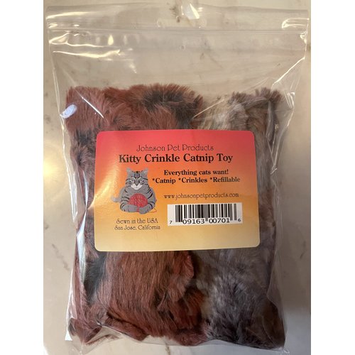 Johnson Pet Products Refillable Kitty Crinkle Furry Catnip Toy