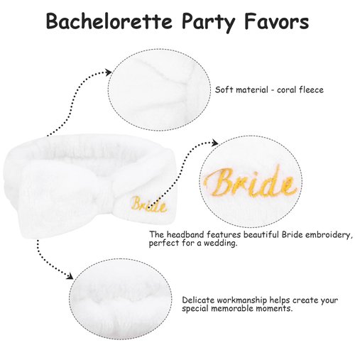 Jaciya Bachelorette Party Favors Spa Makeup Headband 8 Packs Bride Bridesmaid Headband Bridal Shower Gifts Wedding Hair Accessories(White,Black)
