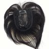 Real Human Hair Bangs Light Thin Clip in Hair Extensions for Women and Men 6 inches Middle Part Straight Hairpieces Topper (Black)
