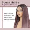 Raxylll Ombre Purple Synthetic Lace Front Wigs Straight Heat Resistant Natural Hairline Fiber Hair Glueless Lace Wigs for Women 26 inch