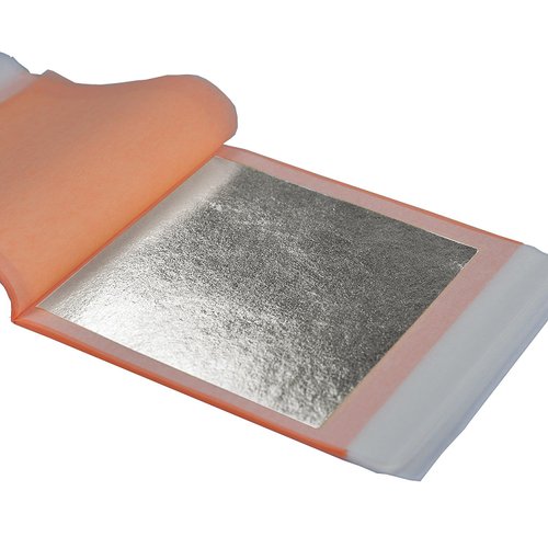 Barnabas Blattgold: Silver Leaf Transfer Sheets [25 sheets , 3.75 inch] - aka Silver Foil Sheets, Real Silver Leaf sheets for painting, silver leaf sheets for craft, silver leaf foil sheets
