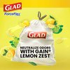 Glad Trash Bags, ForceFlex Tall Drawstring Garbage Bags, 13 Gallon Grey Trash Bags for Tall Kitchen Trash Can, Citrus & Zest with Febreze Freshness to Eliminate Odors, 40 Count - Packaging May Vary