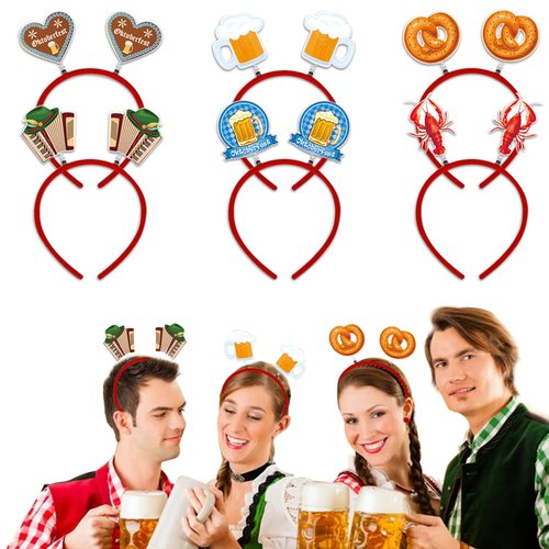 Hying 6 Pieces Oktoberfest Headbands for Women Men, Beer Pretzel Lobster Head Boppers Munich Fest...