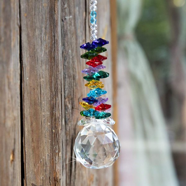 H&D 40mm Crystal Ball Prism Rainbow Chakra Hanging Suncatcher Window Sun Cacther for Gift