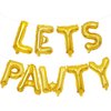 Lets Pawty Balloons Banner 40 Inch,Gold Dog Birthday Decorations,Paw Foil Letter Balloon for Dogs Paw Pet Puppy Theme Party Supplies