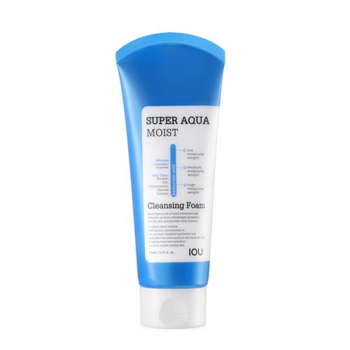 WELCOS IOU Super Aqua Moist Cleansing Foam | Long-Lasting Hydrating, Soothing & Nourishing w/Hyaluronic Acid | Hydrating Bomb | Korean Skin Care | 150ml / 5.07Fl. oz