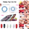 JOYJULY Nail Art Kit includes 30 Striping tape & 4Pcs Striping Roller Box & 12 Colors Rhinestones & 5pcs Dotting Pen & 15pcs Brush Set