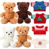 Glimin 4 Pcs Christmas Bear Stuffed Animals with Doll Clothes 12 Inch Cute Plush Bear with Removable Sweater Hoodie Xmas Doll Accessories for Plush Bear Dolls DIY Change Clothes(Fashion Style)