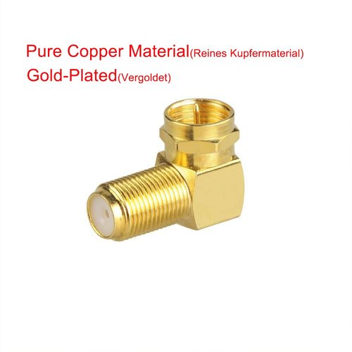 VCE 5-Pack 90 Degree Coaxial Connector, Right Angle F-Type RG6 Male to Female Adapter Gold Plated