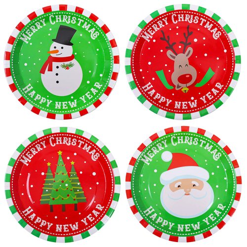 Aneco 60 Pieces Christmas Paper Plates Party Plates Disposable Plates Round Plates Party Supplies for Christmas Party, 9 Inches
