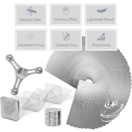 The Fidget Set Classic | Classy Metal Fidget Items, Fidget Toys for Adults with Anxiety, ADHD Tools for Adults | Office Desktop Gifts for Him