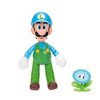 Super Mario 4" Action Figures Ice Luigi with Ice Flower