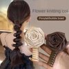 2 Pcs Braided Telephone Wire Hair Bands Dried Rose Flower Phone Cord Elastic Coils No Crease Elastic Coils Ponytail Braids Fixed Hair Rope Spiral Hair Ties(Beige, Coffee)