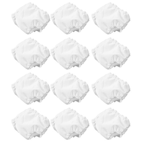 NUOBESTY 12Pcs White Doll Diapers Baby Reusable Doll Diapers Mini Underwear for Dollhouse Dolls(Mini Size,Waist Size：3CM)