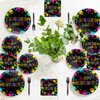 96 Pcs Neon Party Paper Plate and Napkins Neon Birthday Party Decorations Glow in the Dark Birthday Paper Supplies Disposable Glow Tableware for Party Favors 24 Guests