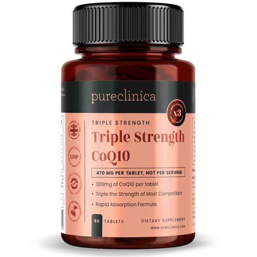 pureclinica Fermented CoQ10 300mg x 90 Tablets. Non GMO, USP Grade. with Added Vitamin C and Black Pepper Extract for Absorption.