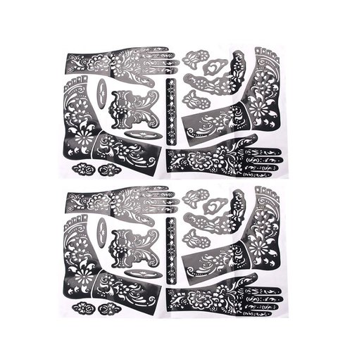 Leadigol 2 Sheets Tattoo Kit, Body Art Templates, DIY Tattooing Template Temporary Stickers Body Painting, India Henna Template Hand Body Art Stickers, Henna Body Art Templates