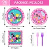 gisgfim 96 Pcs Spa Birthday Party Plates Napkins Supplies Set Spa Party Tableware Paper Dinnerware Decorations Favors for girls for Spa Birthday Party Baby Shower for 24 Guests