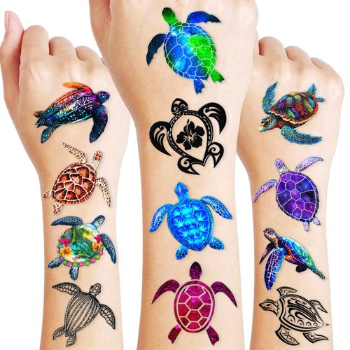 Generic Sea Turtle Temporary Tattoos - Under The Sea Themed Stickers for Kids Birthday Party Supplies, Decorations, Favors, and Prizes - Gifts for Boys and Girls (100 PCS), Blue