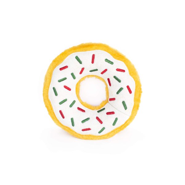 ZippyPaws Original Donutz Christmas Dog Toy - Plush Squeaky Holiday Dog Gifts for Small & Medium Puppy Dogs, Interactive Hide & Seek Stocking Stuffers for Pets - Peppermint, Original