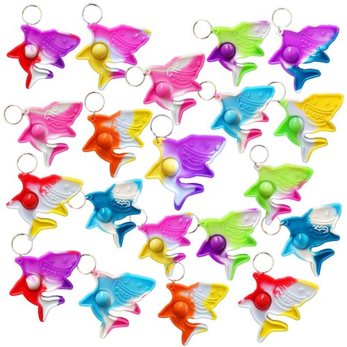Roaqua 30 Packs Bulk Mini pop Shark Fidget Gifts for Holiday Boys and Girls Kids Party Supplies and Classroom Students Prize