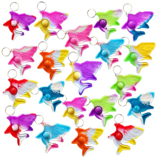 Roaqua 30 Packs Bulk Mini pop Shark Fidget Gifts for Holiday Boys and Girls Kids Party Supplies and Classroom Students Prize