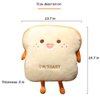 Goylmc Toast Bread Plush Pillow, Bread Stuffed Pillow,Food Plush Pillow with Hand Pocket Great Gift Choice for Kids Adults (15.7 * 13.7 in,Happy)