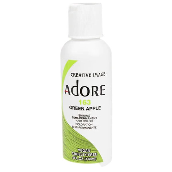 Adore Semi Permanent Hair Color - Vegan and Cruelty-Free Hair Dye - 4 Fl Oz - 163 Green Apple (Pack of 1)
