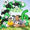 6th Birthday Soccer Balloons Arch,6th Soccer Garland Kit with Green Number 6 Balloon Football Balloons Soccer Mylar Foil Balloons for Boys Kids 6th Birthday Soccer Theme Party Decorations