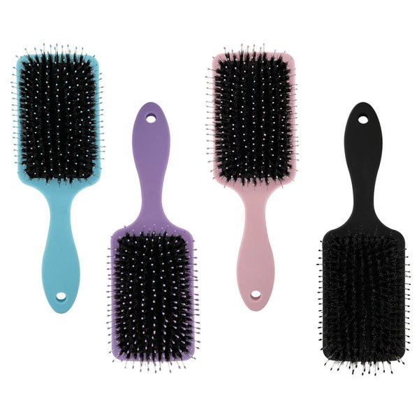 Nora Ross Boar Bristle & Nylon Paddle Hair Brush for Women with Fine, Thin & Thick Hair | Detangling, Shine Enhancing Hair Brush (Black)