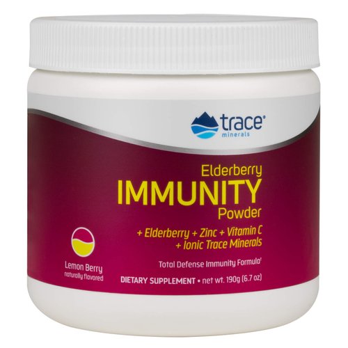 Trace Minerals | Elderberry Immunity Powder - Elderberry, Zinc, Vitamin C, Ionic Trace Minerals | Healthy Immune System | Non-GMO, Gluten Free, Certified Vegan | 6.7 oz