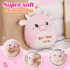 CozyWorld Get Well Soon Pink Cow Plush Pillow Stuffed Animal Plushies Soft Recovery Gift for Girls Woman, Encouragement Cushion for Post-Surgery and Illness
