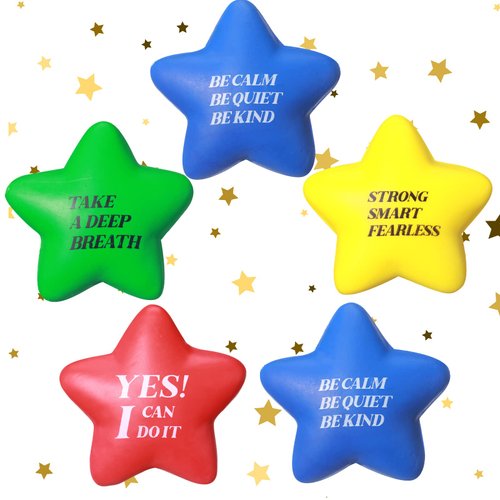 Kasyat 20 Pcs Star Shape Stress Balls Dodge Balls for Kids Motivational Stress Balls Stress Reliever Ball Tough Stress Ball Exercise Ball Sports Balls for Anxiety Party (Red, Green, Blue, Yellow)