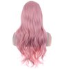 BERON 26 Inches Pink Wig Long Wavy Wig with Bangs Synthetic Wig Long Wig Pink Wigs for Daily Party with Wig Cap