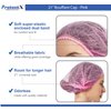 ProtectX 100-Pack Pink Disposable Hair Nets, Elastic Head Cover, Bouffant Caps, Sanitation Head Cover for Food Service, Spa Men & Women - 21 inch