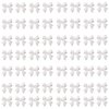 100 Pcs White Bow Nail Charm for Women Girl, 3D Bow Nail Decoration Resin Bow Nail Rhinestones Bowknot for DIY Nail Art Accessories