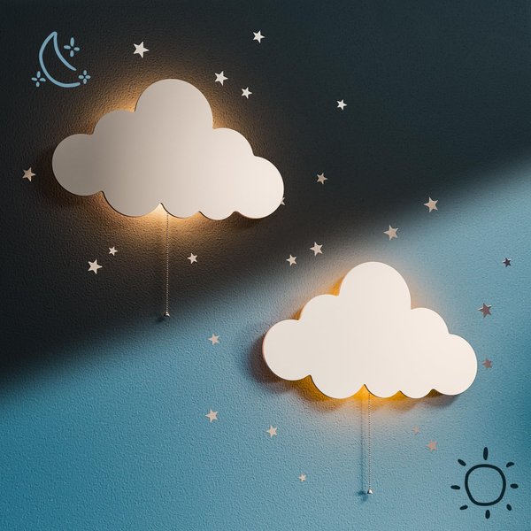 Tip perk 2 Pack Cloud Light - Floating Cloud Wall Lamp for Nursery | Cute Floating Cloud Lamp for Kids Bedroom | Battery-Operated Hanging Cloud Night Lights for Bedroom | Cloud Lamp for Baby Nursery