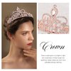 Yean Birthday Silver Tiaras Crown Crystal Princess Crowns Rhinestone Tiara with Comb Headband Sash Crown for Women a n d Girls (Rose Gold)