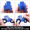 Baby Food Grade Silicone Tractor Truck Teether Toy with One Piece Design Pacifier Clip Holder,Teething Pain Relief Toys Gift Set for 3 Months+ Boys and Girls,Freezer Safe,BPA Free. (Blue)