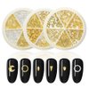 HNUIX 3D Nail Art Charms - Gold Star, Moon, Ring, Multiple Shape Gem, 3 Boxes, Metal Nail Decoration Studs