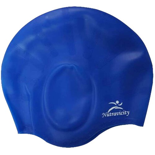 Nutravicity Swim Cap Silicone for Long Hair Swimming Caps for Women & Men (Blue)
