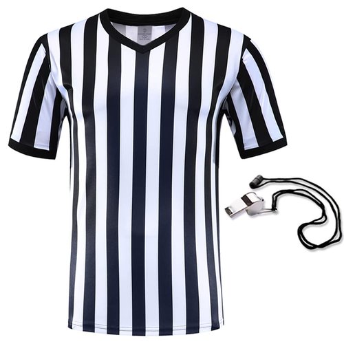 Shinestone Referee Shirt, Referee Costume Shirt for Womens and Mens, V Neck Referee Umpire Shirt Jersey for Football, Soccer and Sports for Christmas (Medium)