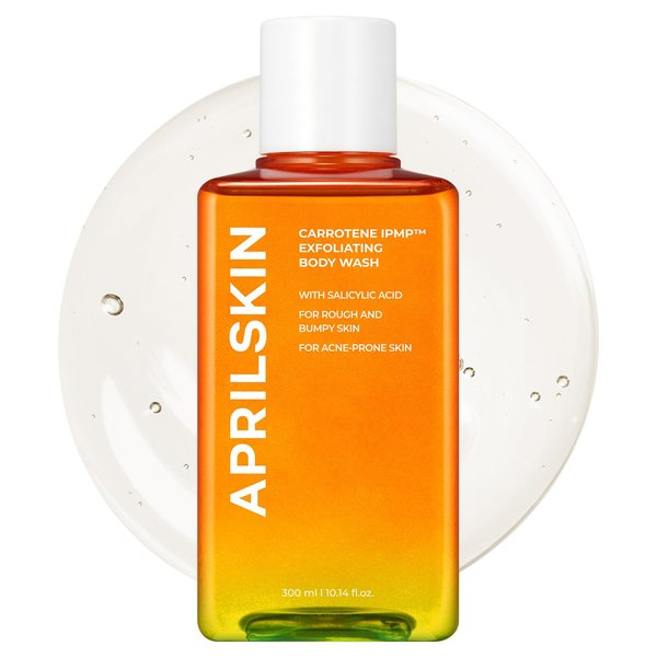 APRILSKIN Carrotene IPMP™ Exfoliating Body Wash | Salicylic Acid Body Wash Improve Rough & Bumpy Skin, Body Acne, Keratosis Pilaris with Niacinamide & Ceramides | Vegan & Cruelty-free | 10.14 fl.oz