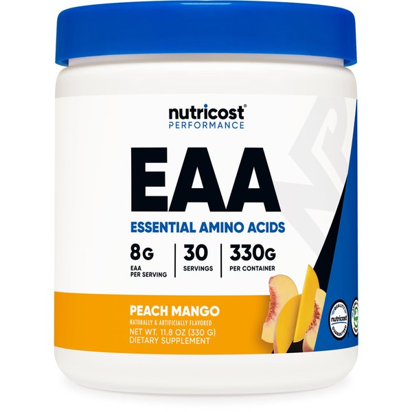 Nutricost EAA Powder 30 Servings (Peach Mango) - Essential Amino Acids - Non-GMO, Gluten Free, Vegetarian Friendly