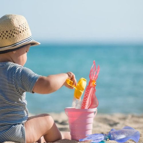 Gemini&Genius 2Pcs Squids Toys, Marine Bioluminescent Animals Cuttlefishes Toys Sea Animal Action Figures Gift Great for Educational, Cake Topper, Swim, Bath Toys, Stocking Stuffers for Kids